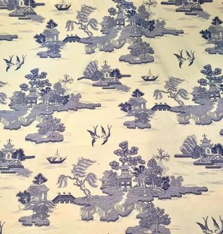 9 Yards - Blue Willow©️ Copyright Design - By Kingsway Fabric Nwot Rare