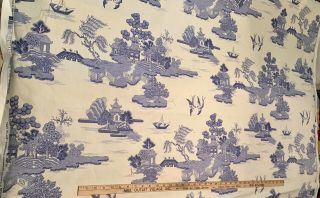 9 Yards - Blue Willow©️ Copyright Design - By Kingsway Fabric NWOT RARE 2