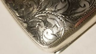 Edwardian Antique Hand - Engraved Sterling Silver Cigarette Case 1902 6