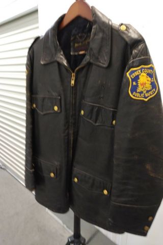 Vintage Jersey Police Leather Jacket.  Lg/xl.  Great Shape For Its Age