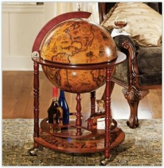 Vintage Wine Bar Antique Globe Drinks Minibar Trolley Cabinet Birthday Gift 2