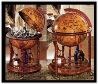 Vintage Wine Bar Antique Globe Drinks Minibar Trolley Cabinet Birthday Gift 5
