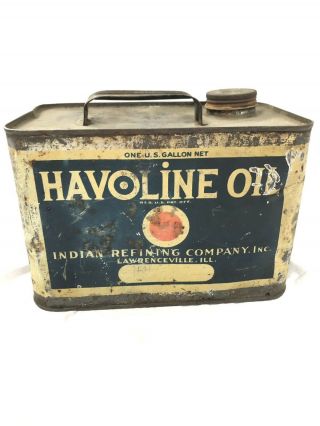 Vintage Havoline Oil Can Tin 1 Gallon Indian Refining Company