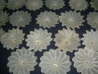 Set Of 36 Vintage Carved Color Glass Flowers Sconces For Chandelier Parts 4 "