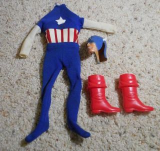 Vintage 1960s Ideal Captain Action Captain America Suit Mask Boots Marvel Comics