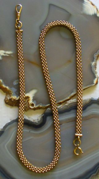 Antique 12k Gold Filled Mesh Pocket Watch Chain Necklace 22″