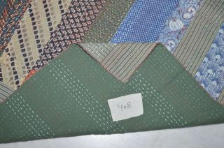 KING Vintage Indian Sari patch Handmade Kantha Quilt Bedspread 3