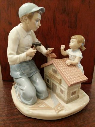 Rare Father And Daughter Lladro Figurine " A Doll House " Retired