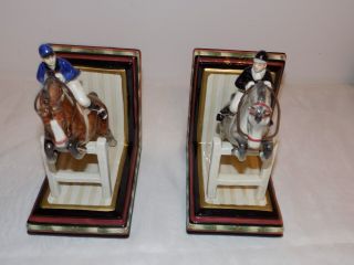 Vintage Fitz & Floyd Jumping Horse Rider Bookends 2