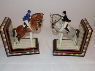 Vintage Fitz & Floyd Jumping Horse Rider Bookends 3