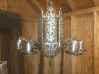 Vintage 6 - Arm Brass Ornate Design Ceiling Light Hanging Fixture Chandelier