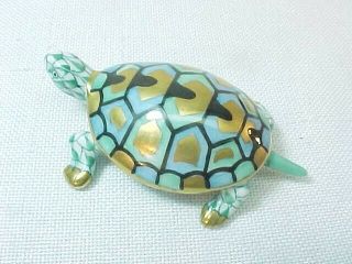 Sweet Vintage Herend Figurine - Green Fishnet Turtle 15302 3