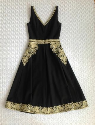 Anthropologie RARE 12 $458 Passementerie Dress L Gilded wool embroidered 4