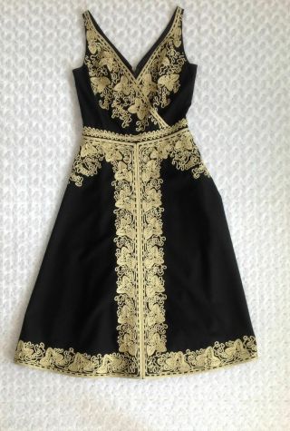 Anthropologie RARE 12 $458 Passementerie Dress L Gilded wool embroidered 5