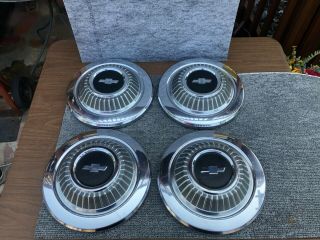 (4) 1966 Chevy Chevelle Malibu Ss Nos Gm Dog Dish Poverty Hub Caps Cover Rare