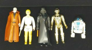 5 Star Wars Vintage 1977 Figures Light Saber Arm C3po Luke Obi Wan R2d2 Darth