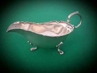 Solid (sterling) silver sauce boat London,  1910 2
