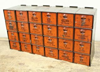 Vtg 24 Drawer Dorman Add - A - Bin Metal Parts Hardware Industrial Storage Cabinet