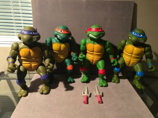 Teenage Mutant Ninja Turtles Tmnt Vintage 13 " Set 1989 Giant Turtles W/ Sais X2