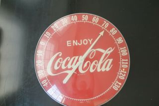 Vintage Coca Cola 12 " Round Metal Thermometer Sign 495a