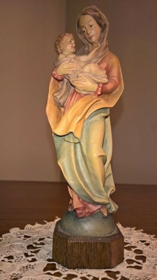 Anri Vintage Virgin Mary & Jesus Wood Carving