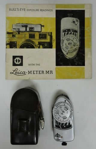 Vtg Leica Exposure Meter Mr W/case & Instruction Booklet - Made In Germany