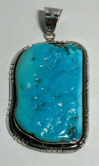 Vintage Navajo T & R.  S.  Native Sterling Royston Turquoise Pendant