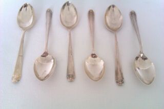 Rare Boxed Set Of 6 Solid Silver Art Deco Tea Spoons Henry Atkin 1932