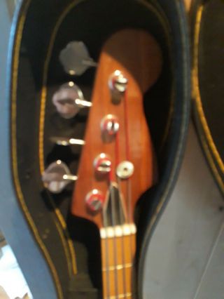 Vintage 1970 ' s Hondo ? 4 string Electric Bass Guitar Solid Wood w/ case 2