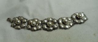 Vtg Pre - Eagle Mexico Sterling Silver Hm Bead & Petal Frame Flower Bracelet