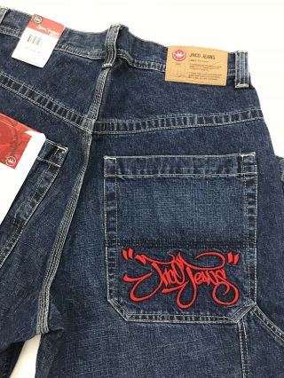 JNCO Tribal Jeans 36x32 Blue Denim Carpenter Utility Wide Leg NWT Vintage Style 3