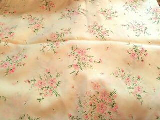 Vintage Sheer Cream Flocked Pastel Bouquets Flowers Floral Fabric 2 yds X 44 