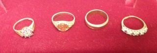 9ct Solid Gold Old Vintage Four Rings Ware Or Scrap 6.  64grams