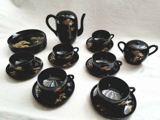 1940s Japanese Lacquerware Tea Set by Zohiko Vintage Makie Lacquer Urushi 2