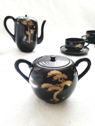 1940s Japanese Lacquerware Tea Set by Zohiko Vintage Makie Lacquer Urushi 7