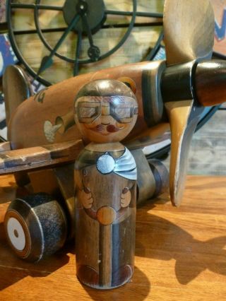 Hand Built Folk Art Vintage Style Wooden Aircraft Dated & Signed By Maker