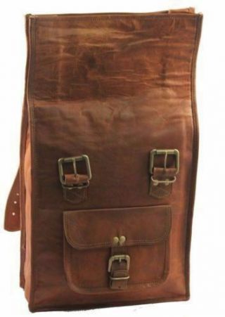 Real men ' s leather backpack bag satchel laptop briefcase brown vintage 6