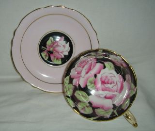 Vintage English Paragon Cup & Saucer With Large Pink Colourful Roses