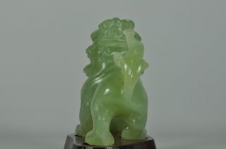 Fine Vintage China Chinese Carved Green Jade Foo Dog Fu Lion Sculpture 3