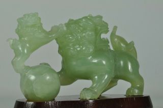 Fine Vintage China Chinese Carved Green Jade Foo Dog Fu Lion Sculpture 6