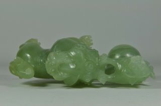 Fine Vintage China Chinese Carved Green Jade Foo Dog Fu Lion Sculpture 7