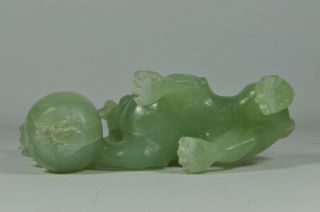 Fine Vintage China Chinese Carved Green Jade Foo Dog Fu Lion Sculpture 8