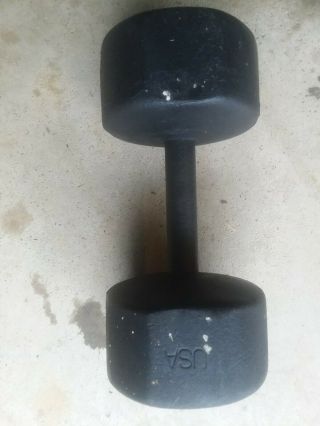 1 Vintage Rare Antique Roundhead 45 lb York Barbell Dumbbell Round Head U.  S.  A 2