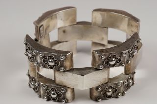 Vintage Chunky Mexican Link Bracelet 925 Silver Taxco Mexico