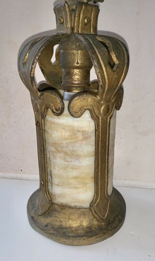 Vintage Antique Slag Curve Glass Brass Hanging Foyer Hall Ceiling Light Fixture