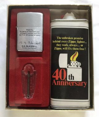 Zippo 40th Anniversary Gift Set Extremely Rare