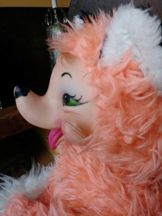 Vintage RUSHTON Pink Fox w/ Smiling Rubber Face White Tail Sitting Position 17 