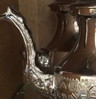 Authentic Moroccan Vintage Handmade Tea Pot Silver Large 3