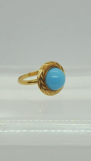 Antique Victorian 14k Yellow Gold Persian Turquoise