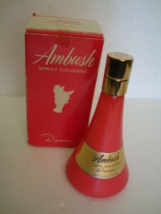 Vintage 60s Dana Ambush Cologne Fragrance Spray 3oz 2/3 Full W/box Pink Bottle